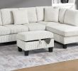 3pc Sectional Set RAF Chaise LAF Sofa Storage Ottoman Beige Color Corduroy Couch Pillows Modern Living Room