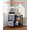 Metal File Cabinet, Mobile Filing Cabinet with 3 Fabric Drawers and 2 Open Shelves, Wooden Vertical Filing Storage Cabinets with Wheels for Letter, A4