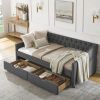 Twin Size Daybed with Drawers Upholstered Tufted Sofa Bed, with Button on Back and Copper Nail on Waved Shape Arms(81.5''x4''x30.5'')