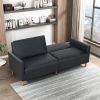 Comfort Sleeper Sofa Black Faux Leather Upholstery Modern Furniture Durable Plywood Frame Elegant Lounger 1pc