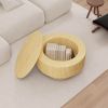 29.53 " MDF modern circular coffee table with circular stripe design and storage space, suitable for home&kitchen