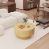 29.53 " MDF modern circular coffee table with circular stripe design and storage space, suitable for home&kitchen