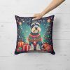 Schnauzer Christmas Throw Pillow Machine Washable, Indoor Outdoor Decorative Pillow for Couch, Bed or Patio, 14Hx14W