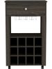 Memphis Bar Cart, Twelve Built-in Wine Rack, Four Legs, One Open Shelf -Espresso