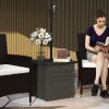 Wicker Side Table with 1.5" Umbrella Hole, Square Outdoor End Table with UV-Resistant Frame, Storage Space, Mixed-Brown