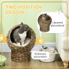 PawHut 20" Natural Braided Elevated Cat Bed, Cat Basket Kitten House Chair Sofa With Cushion, Dark Brown