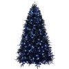 8ft Lighted Artificial Christmas Tree, 2486 Premium PE/PVC Branches, 600 Lights, Halloween Tree, Black