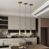 Gold Pendant Light Fixtures, 3 Pack Modern Pendant Lighting with Clear Striped Glass Shade, Hanging Pendant Lights Kitchen Island