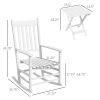 Outsunny Wooden Rocking Chair Set with Side Table, Curved Armrests, Outdoor Seating Solution, Durable and Sturdy, White