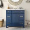 36" Bathroom Vanity Cabinet with Sink Top Combo Set; Navy Blue; Single Sink; Shaker Cabinet with Soft Closing Door and Drawer