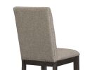 Rustic Brown Finish Set of 2 Chair Oak Veneer Fabric Upholstered Back and Seat