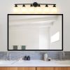 39" Modern 6-Light Vanity Bathroom Mirror Light, Frosted White Glass with Black Iron Frame, Contemporary Wall Sconce for Bedroom, Bathroom
