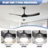 52 Inch Modern Black Ceiling Fan with 18W LED Light and Remote Control 3 ABS Blades DC Motor for Bedroom Living Roon
