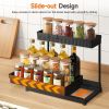 3 Pack Multi-Purpose Pull-Out Storage Organizers, 2-Tier L-Shaped Under Sink/Cabinet Organizers and Storage for Bathroom & Kitchen, Black, 12.8 Inches