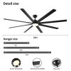 84 In Super Large Black Ceiling Fan with Remote Control