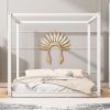 King Size Canopy Platform Bed with Support Legs,White