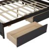Full Size L-shaped Bookcases Bed with Power Outlets, USB Charging Ports,Two Drawers,Espresso