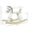 Qaba Wooden Rocking Horse, Classic Toddler Ride-On, Safe Traditional, White with Safety Bar, for 1-3 Years