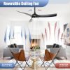 52 Inch Modern Black Ceiling Fan with 18W LED Light and Remote Control 3 ABS Blades DC Motor for Bedroom Living Roon