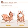Qaba Giraffe Plush Wooden Rocking Horse, Animal Chair with Sound, Brown, for Boys & Girls