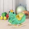 Qaba Green Frog Rocking Horse Toy for Kids, Fun Music, Seat Belt & Soft Plush Hand Puppet, Perfect Toddler Ride-On Rocker, 18-36 Months