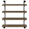 Black and Rustic Oak 40-inch Wall Shelf