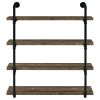 Black and Rustic Oak 40-inch Wall Shelf