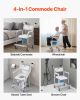 Bedside Commode Chair with 4 Wheels 4-in-1 Raised Toilet Seat 350 lbs