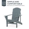 Outsunny Oversized Adirondack Chair with Cupholder for Outdoor Fire Pit Porch Patio Backyard Dark Grey