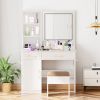 32'' Wide Makeup Vanity Desk with Lighted Mirror and Power Outlet, Dressing Table with Large Storage Space and Cushioned Stool for Bedroom & Studio