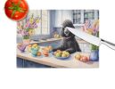 Decorating Easter Black Poodle Glass Cutting Board Decorative Tempered Glass Kitchen Cutting and Serving Board Large Size Chopping Board