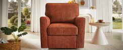 360Â° Swivel Chair Accent Barrel Armchair Swivel Sofa Chair with Side Pockets for Living Room, Bedroom, Office and Hotel, Red