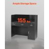 Reception Desk, 47 Inch Rectangular Front Counter Table, Office Reception Counter with Lockable Drawer and Storage Cabinet, for Checkout, Lobby
