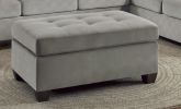 1pc Ottoman Tufted Detail Taupe Microfiber Upholstered Modern Living Room Furniture