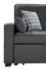 William 70" Modern Gray Fabric Sleeper Sofa with 2 USB Charging Ports and 4 Accent Pillows