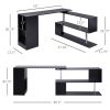L-Shaped Desk 55" 360Ã‚Â° Rotating Black Corner Computer Workstation with Storage