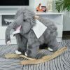 Qaba Gray Mammoth Elephant Plush Rocking Horse, Realistic Sounds, Soft Ride-On Rocker for Kids, Ideal Toddler Toy, 18-36 Months