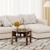 29.5 Inch Round Coffee Table with Storage Shelves for Small Space