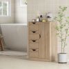 Freestanding Storage Cabinet Bathroom Floor Cabinet 4 Drawers Cupboard Oak for Bedroom Living Room