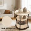 Round edge table, sofa table with storage rack, coffee table, natural wood