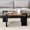 Walnut-colored MDF coffee table, suitable for modern minimalist living rooms and leisure areas, with product dimensions of 31.5*31.5*16.6inches.