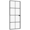 Interior Door Black 32.7"x79.3" Tempered Glass&Aluminum Slim