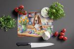 NEW Decorating Easter Basset Hound Glass Cutting Board Decorative Tempered Glass Kitchen Cutting and Serving Board Large Size Chopping Board
