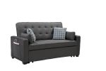 William 70" Modern Gray Fabric Sleeper Sofa with 2 USB Charging Ports and 4 Accent Pillows