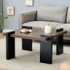 Walnut-colored MDF coffee table, suitable for modern minimalist living rooms and leisure areas, with product dimensions of 31.5*31.5*16.6inches.