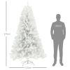 HOMCOM 7.5ft Tall Artificial Christmas Tree, Unlit Xmas Tree with 1346 Branch Tips, Auto Open, Steel Base, Holiday DÃ©cor for Home Office, White