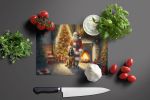 NEW Bloodhound and Santa Claus Glass Cutting Board Decorative Tempered Glass Kitchen Cutting and Serving Board Large Size Chopping Board