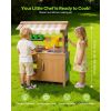Mud Kitchen, Outdoor Mud Kitchen for Kids, Wood Outdoor Play Kitchens with Spoons, Sink, Tank, Sunshade Canopy, Shovels, Cookware Pots and Accessories
