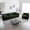 Modern Sofa Couch, 3 Piece Set Extra Deep Seat Sectional Sofa for Living Room, Oversized Sofa, 3 Seat Sofa, Loveseat and Single Sofa, Green Chenille