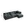Free Combination Comfy Upholstery Modular Oversized L Shaped Sectional Sofa With Reversible Ottoman, Gray Chenille